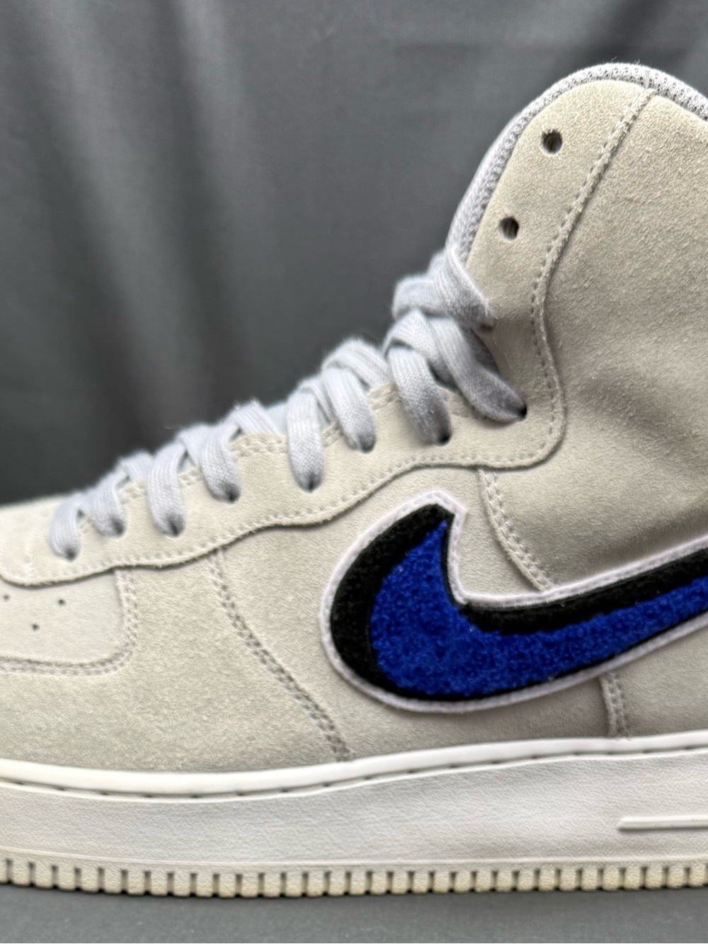 Nike Air Force One Cool Grey Chenille swoosh men’s size 12
